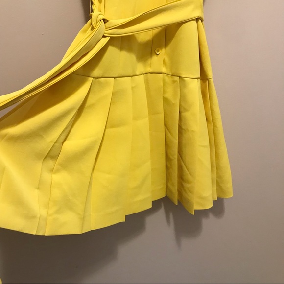Alice + Olivia Yellow Yoko Short-sleeve Pleated Shirt Dress - Picture 8 of 15